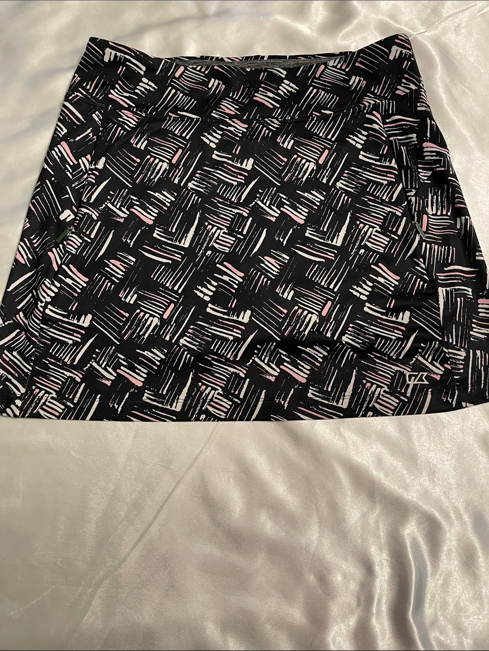 Cutter & Buck Black Mini Skirt with Pink and White Brushstroke Print